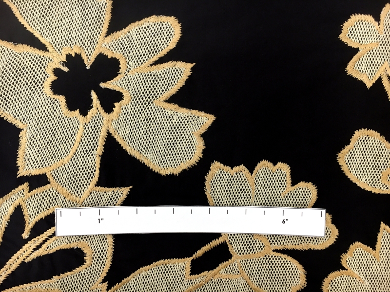 Silk Taffeta with Embroidered Flowers and Mesh1
