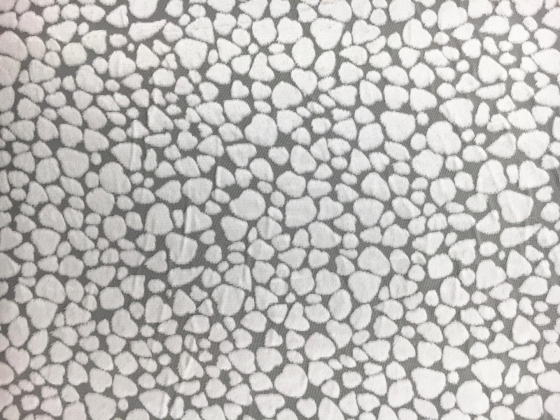 Poly and Rayon Burnout Velvet with Uneven Dots in Ivory2