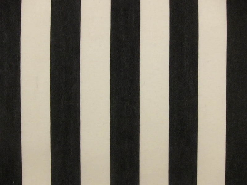 Cotton Upholstery 1.5" Stripe In Black And Pearl0
