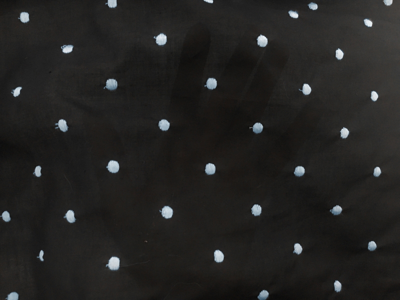 Cotton Embroidered Dots Baby Blue on Black2