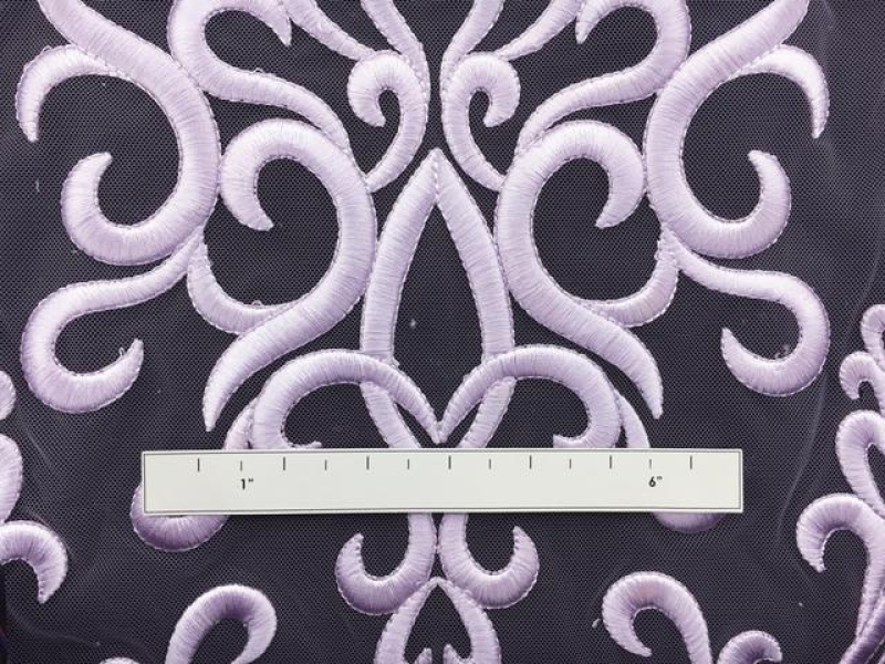 Heavily Embroidered Lilac Tulle3