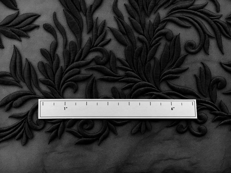 Embroidered Tulle with Ornate Leaf Patterns1