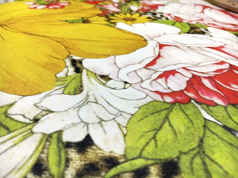 Printed Silk Chiffon with Leopard Print and Flowers2