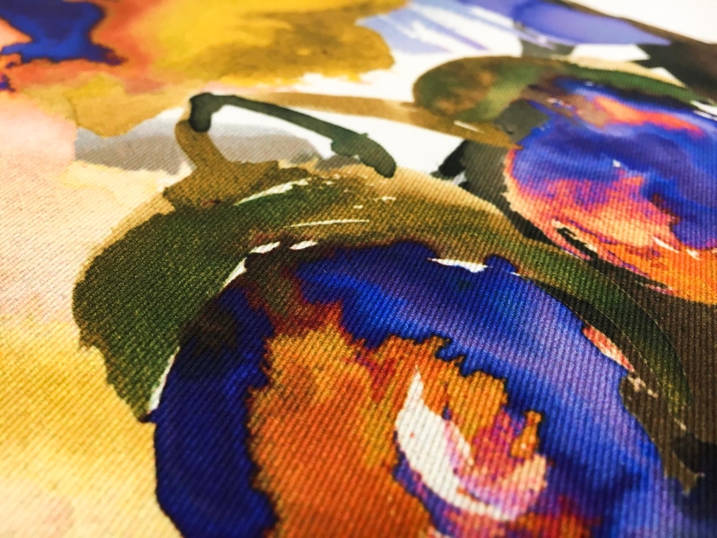 Printed Polyester Mikado with Watercolor Flowers and Fruits2