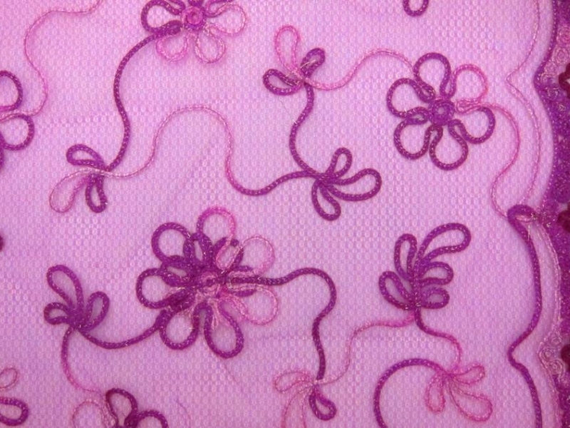 Metallic Ribbon Embroidered Souffle0