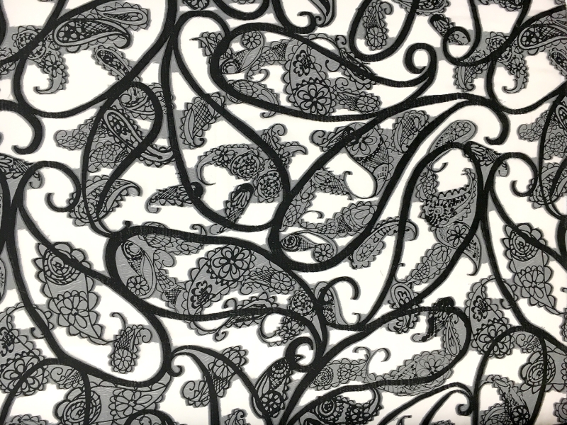 Silk and Viscose Blend Fil Coupé Chiffon with Mixed Paislies0