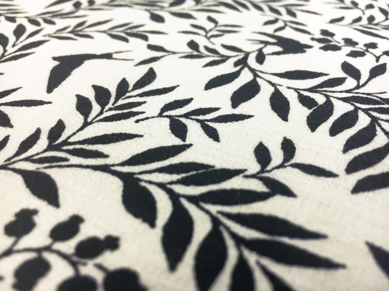 Japanese Textured Cotton Birds and Foliage Print0