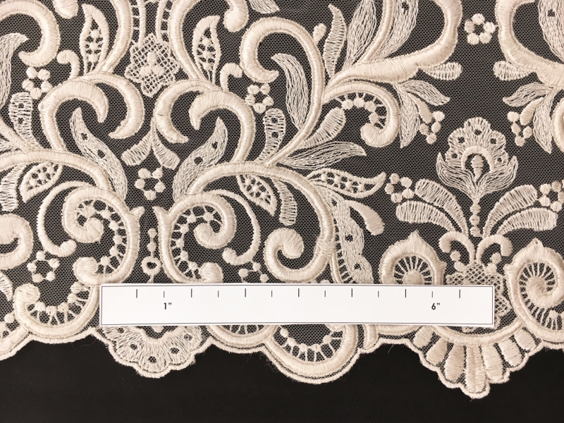 Ornate Embroidered Tulle in Nude1