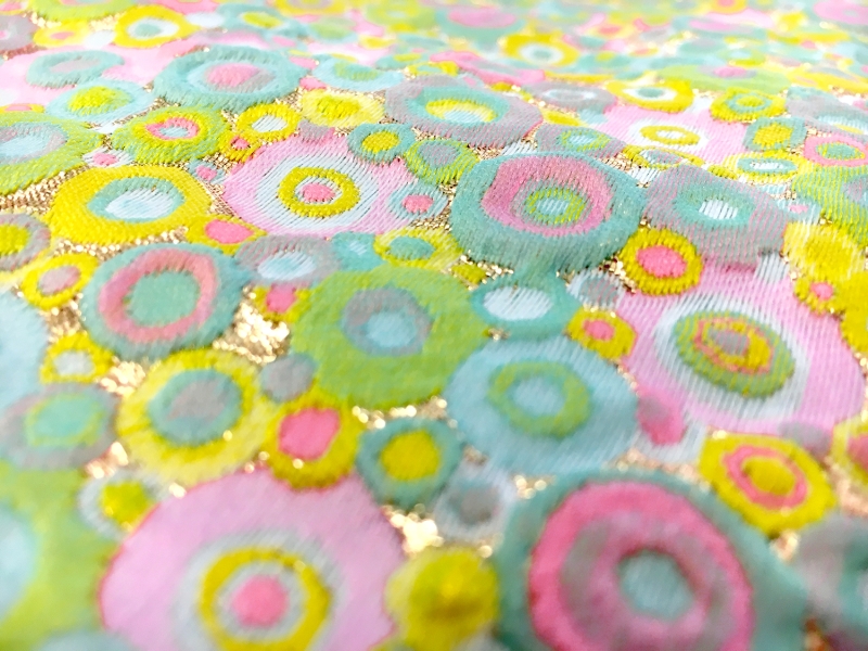 Vibrant Metallic Polyester Cloque with Dots2