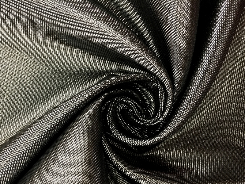 French Cotton Blend Metallic Twill in Gunmetal0