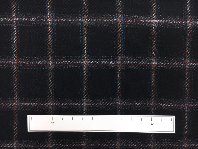 Italian Wool Bamboo Blend Windowpane Suiting in Navy1