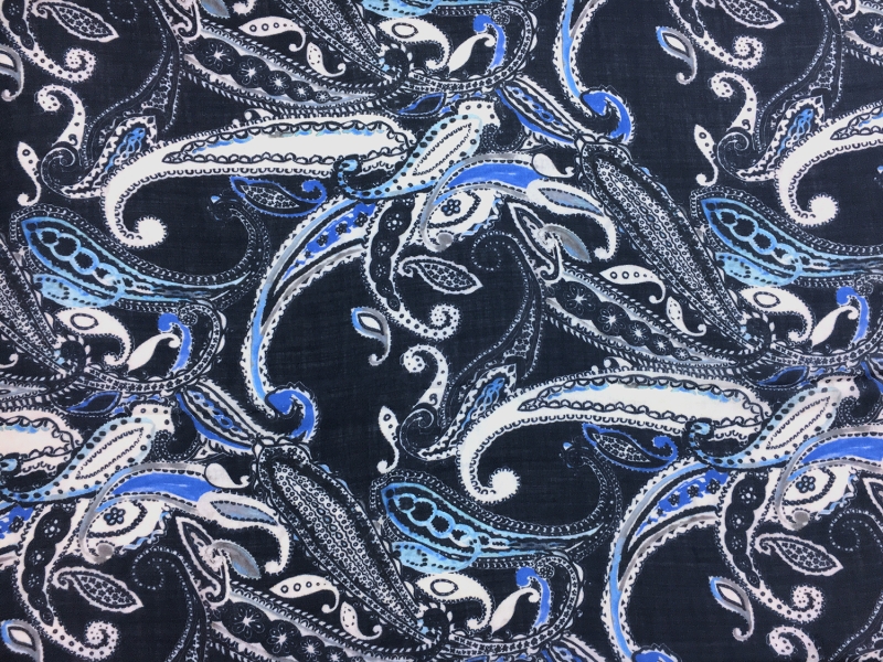 Italian Wool Challis With Over Sized Paisley Print0