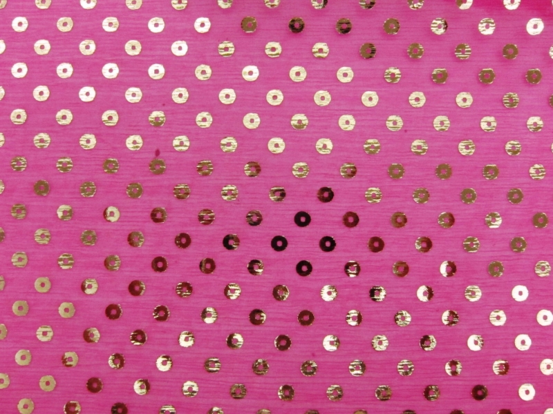 Press on Metallic Sequins on Silk Crinkle Chiffon0
