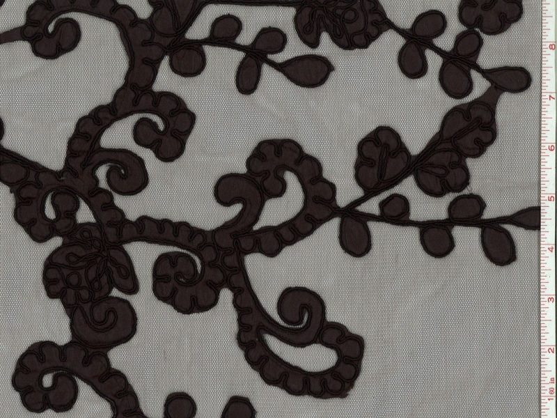 Black Cord Cut Satin Appliqued on Illusion1