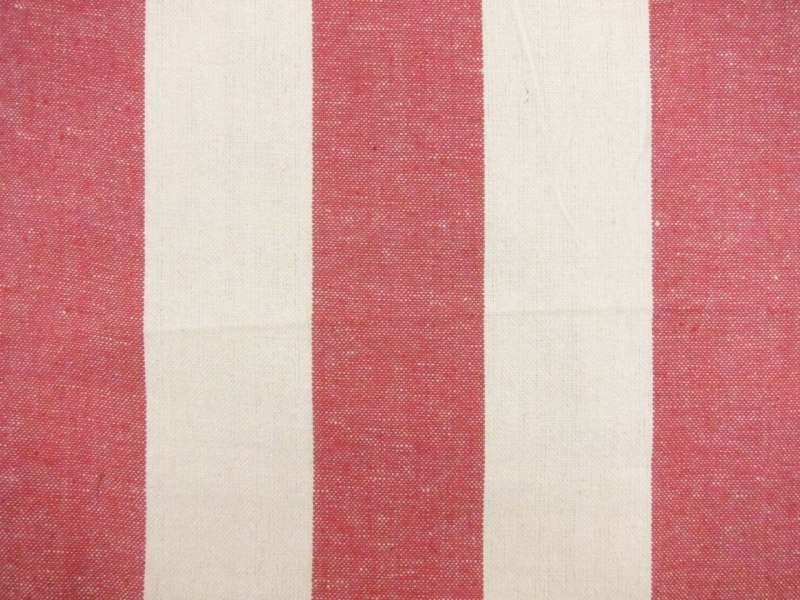 Cotton Upholstery 3" Stripe in Pink And White0
