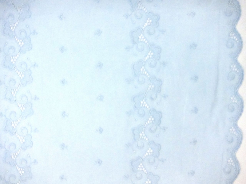 Embroidered Cotton Voile Eyelet in Sky Blue0
