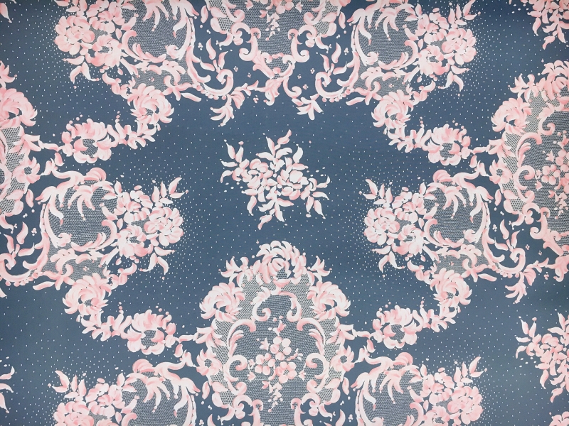 Printed Couture Silk Gazar with Doily Ornamentation Patterns0