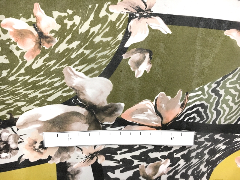 Printed Silk Chiffon with Butterflies and Abstract Geometric Patterns1