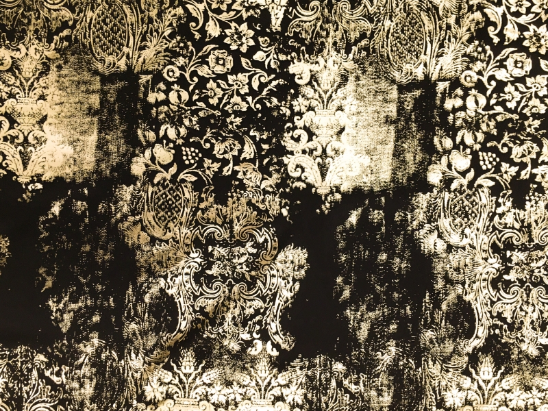 Printed Silk and Metallic Charmeuse0